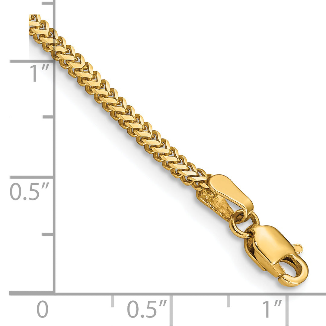 Pulsera Franco de Oro Amarillo de 14K de 8 pulgadas y 1.4mm con Cierre de Langosta