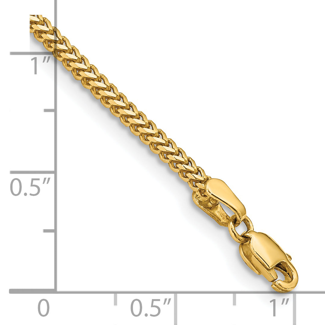 Pulsera Franco de Oro Amarillo de 14K de 7 pulgadas y 1.5mm con Cierre de Langosta