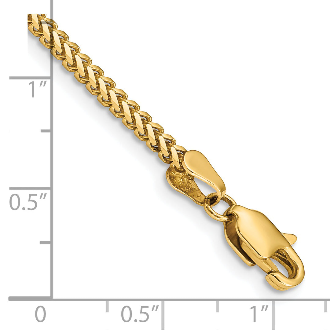 Pulsera Franco de Oro Amarillo de 14K de 8 Pulgadas y 2mm con Cierre de Langosta