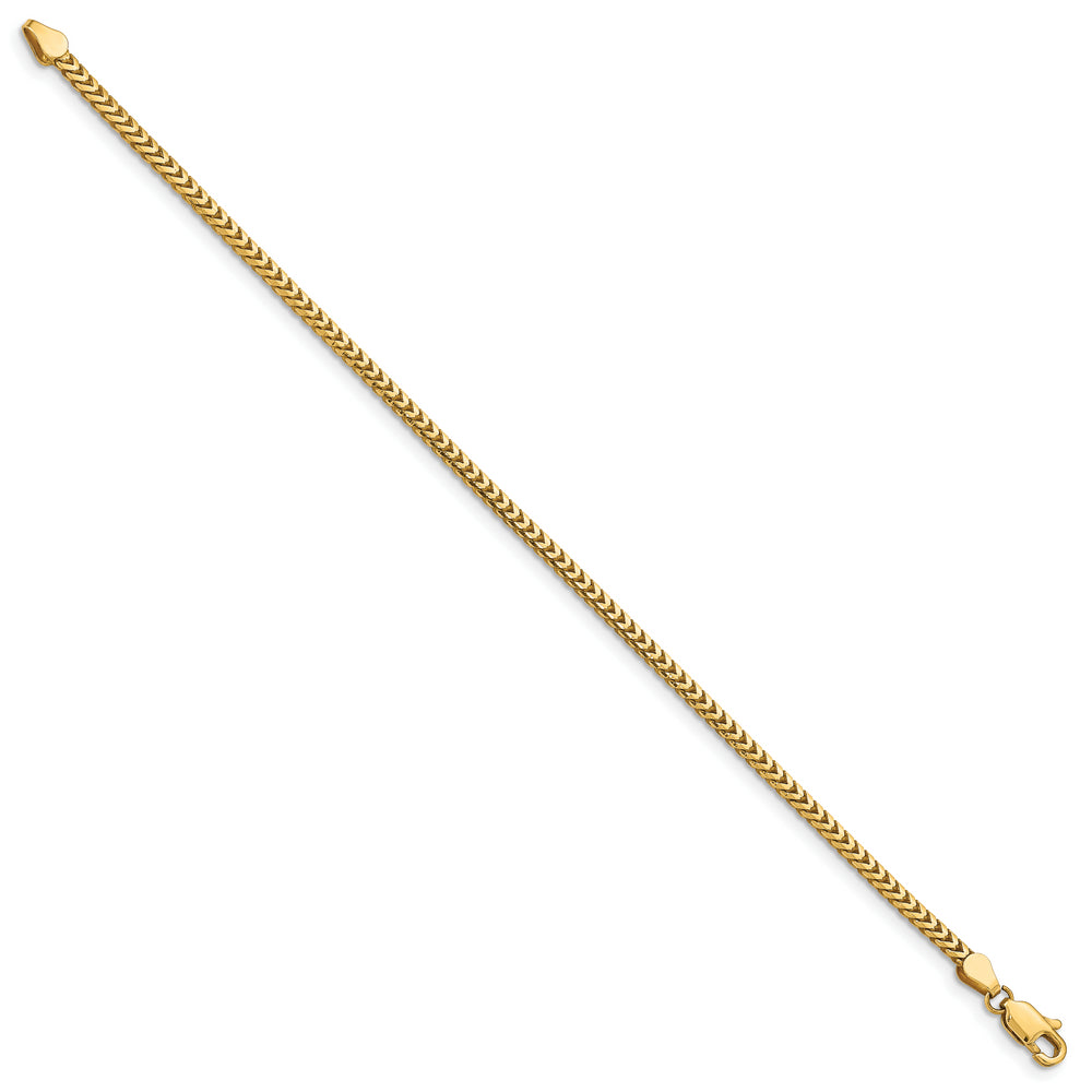 Pulsera Franco de Oro Amarillo de 14K de 8 Pulgadas y 2.5mm con Cierre de Langosta