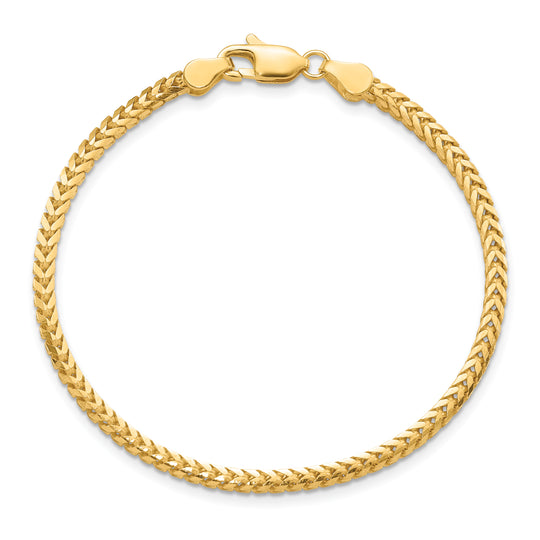 Pulsera Franco de Oro Amarillo de 14K de 8 Pulgadas y 2.5mm con Cierre de Langosta