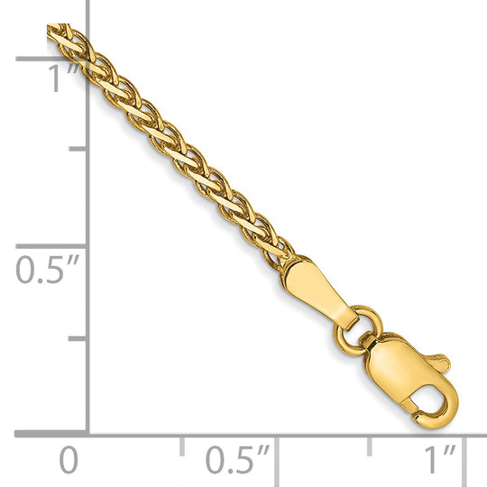 Pulsera de Oro Amarillo de 14k de 7 pulgadas y 1.9 mm, Estilo Trenza Spiga con Cierre de Langosta