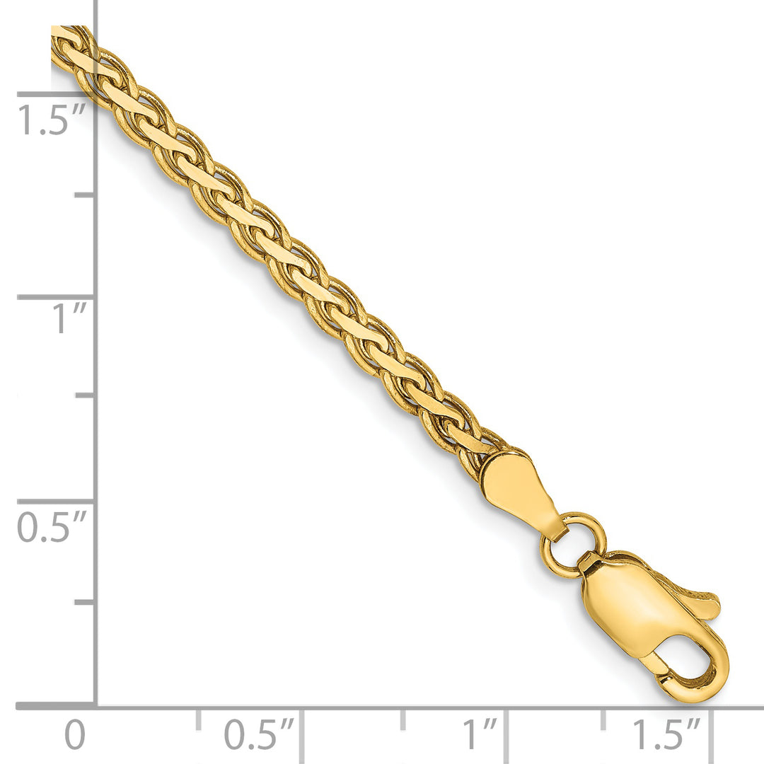 Pulsera de Oro Amarillo de 14k de 7 pulgadas y 2.8 mm, Estilo Trenza Spiga con Cierre de Langosta