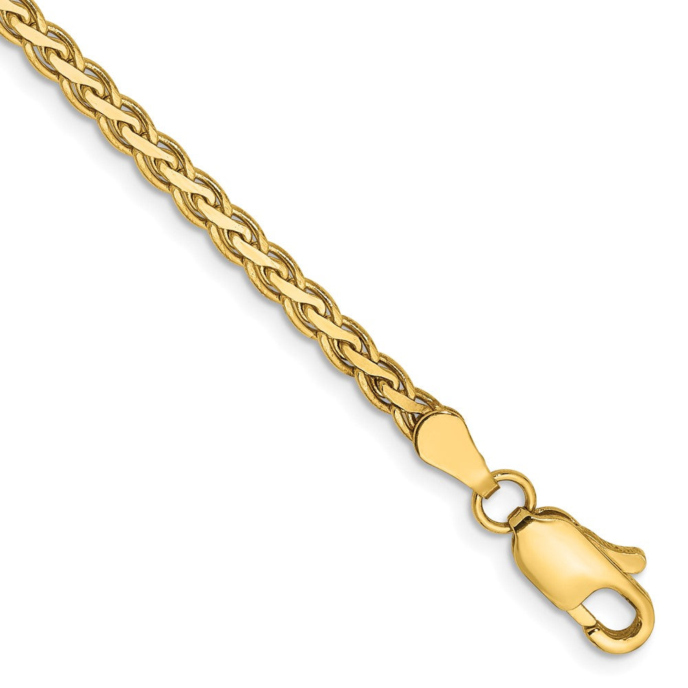 Pulsera de Oro Amarillo de 14k de 7 pulgadas y 2.8 mm, Estilo Trenza Spiga con Cierre de Langosta