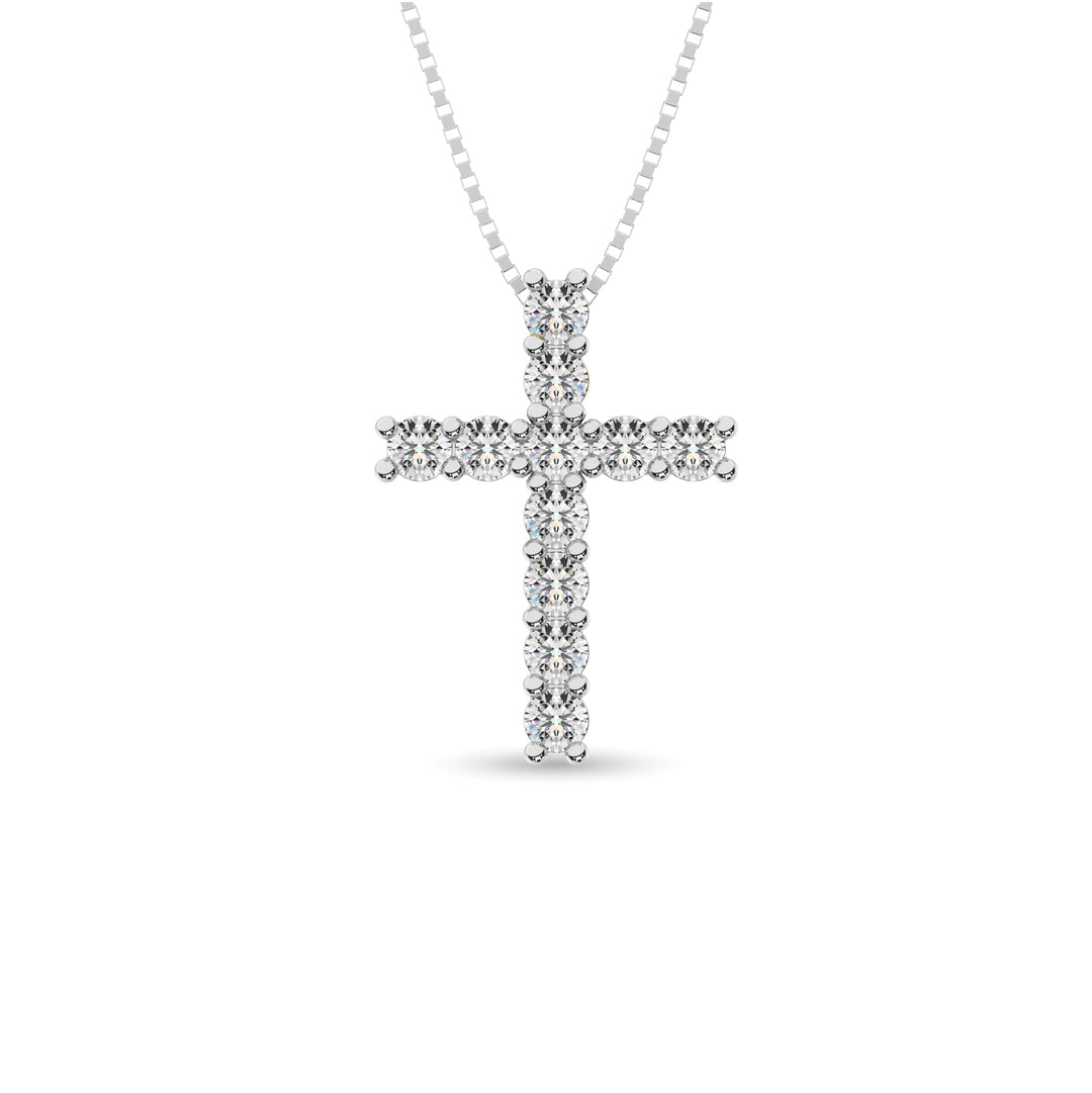 Diamante de 1 qt.Tw. Colgante de cruz en oro blanco de 14 k