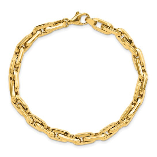 Brazalete de Enlace Largo Cable Fancy Pulido de 14K para Hombre