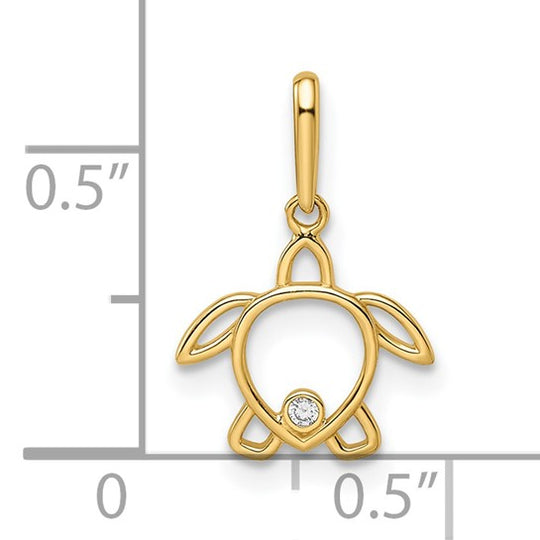 Colgante de Tortuga Madi K con Circonita Cúbica (CZ) en Oro Amarillo de 14K