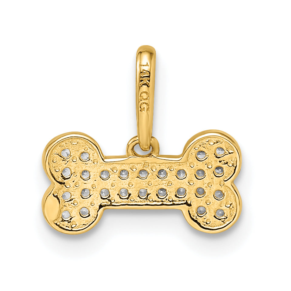 Dije Hueso de Perro Madi K con CZ en Oro Amarillo de 14k