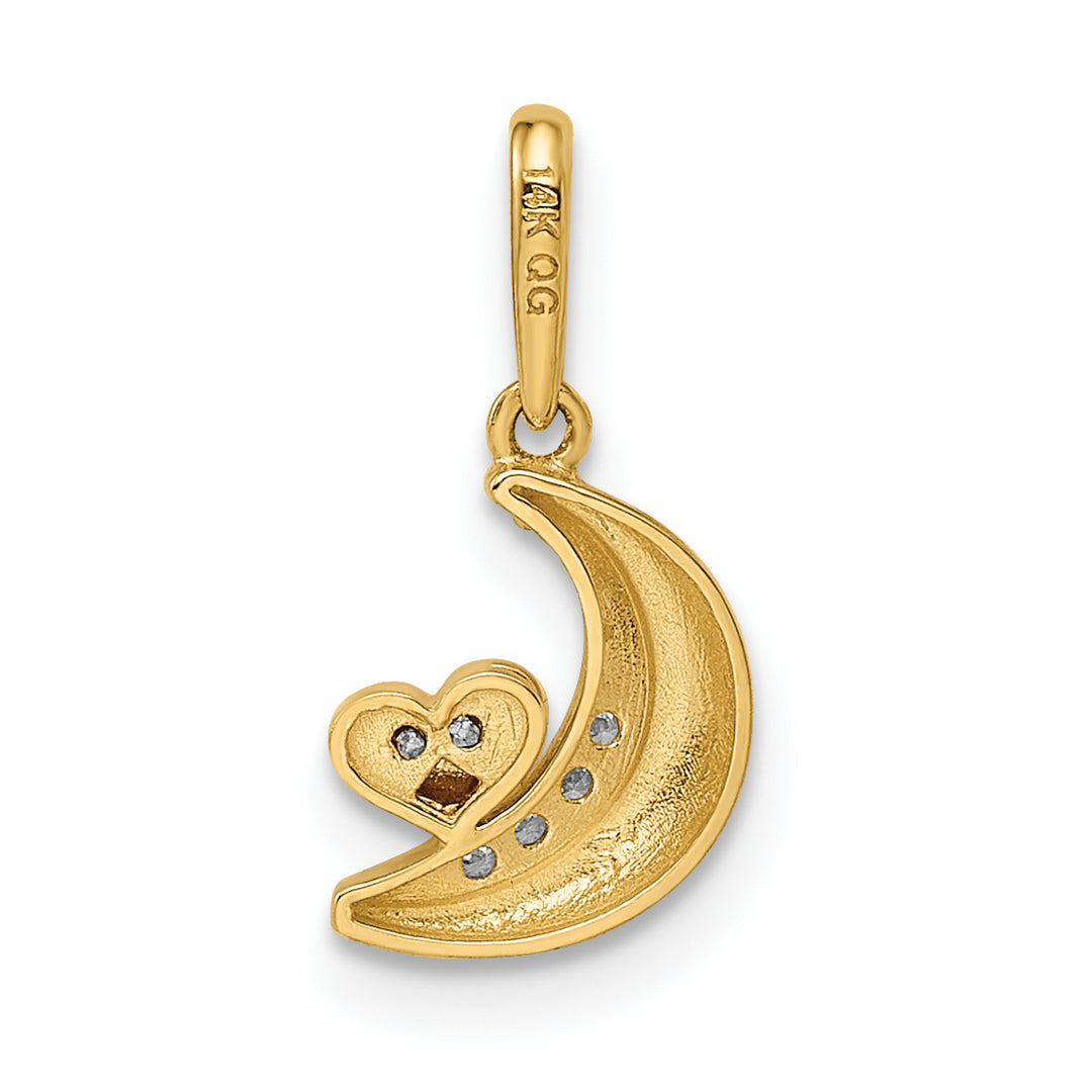 Colgante de Luna con Corazón 14K Dos Tonos y Cubic Zirconia (CZ)