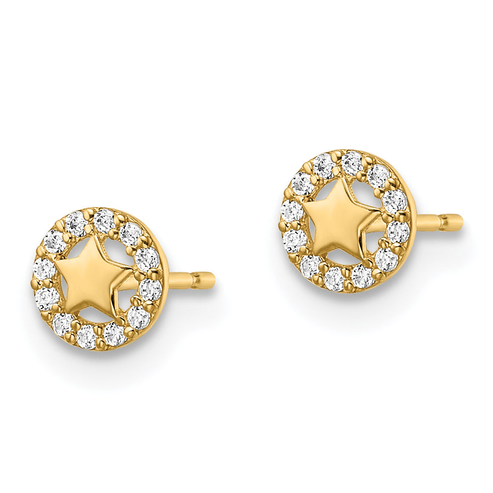 Pendientes de Botón con Estrella Madi K de CZ en Oro Amarillo de 14k