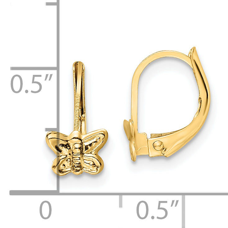 Pendientes de Mariposa Madi K de Oro de 14k con Acabado Pulido y Cierre Enganche