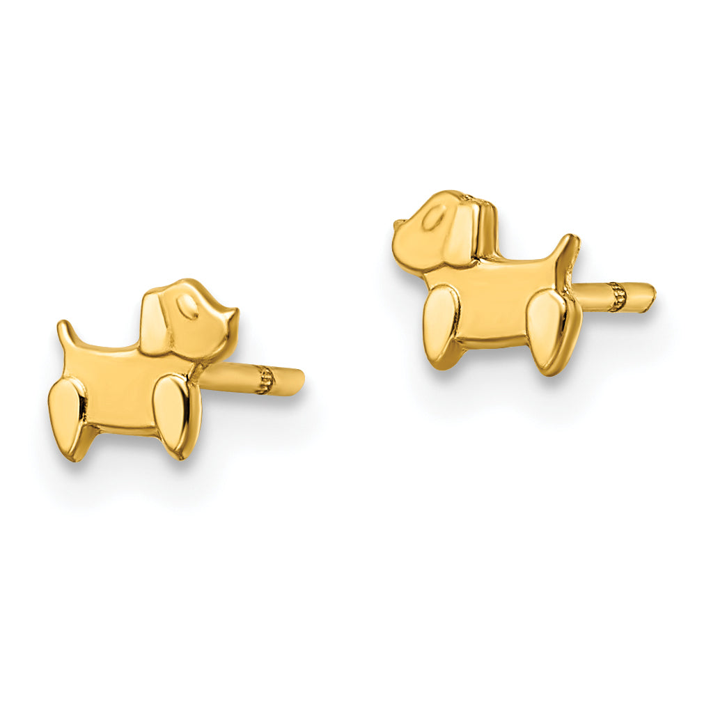 Pendientes en Forma de Perro Pulidos y Satinados de 14k Madi K