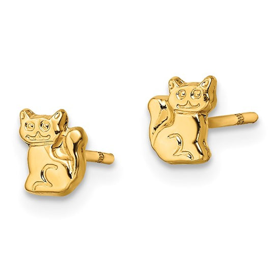 Pendientes de Botón con Gato Pulido de Madi K en Oro de 14k