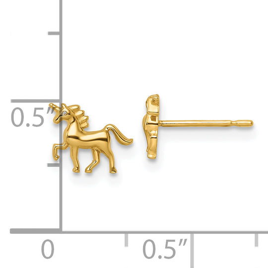 Pendientes de Botón con Unicornio de Madi K en Oro de 14k