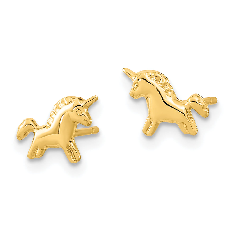 Pendientes de Botón Unicornio Pulidos de Madi K en Oro de 14k