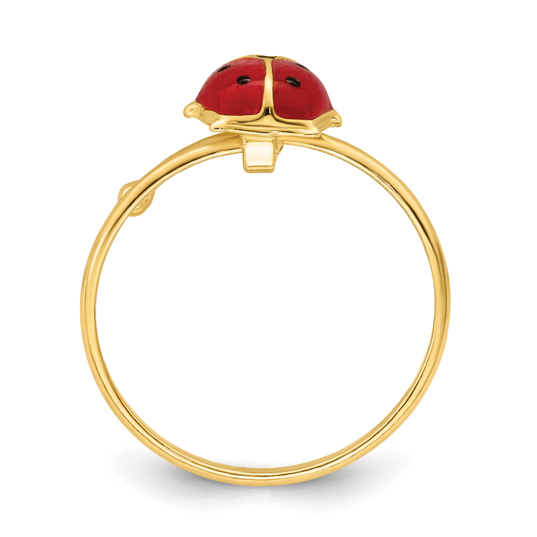 Anillo Ajustable para Niñas de Mariquita Esmaltada en Oro Amarillo de 14k