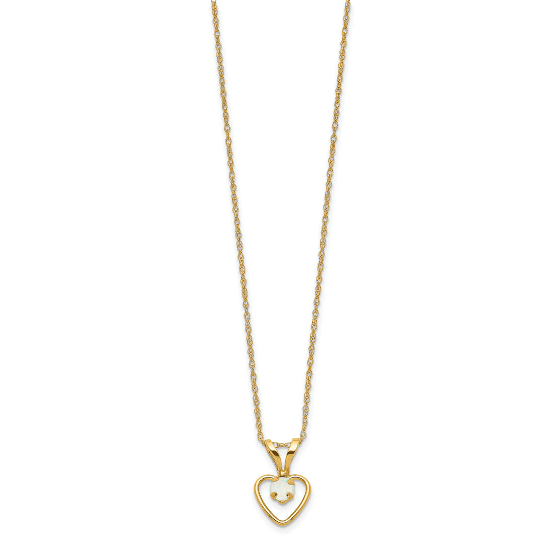 Collar de Corazón con Ópalo de 3 mm en Oro Amarillo de 14K (Madi K)