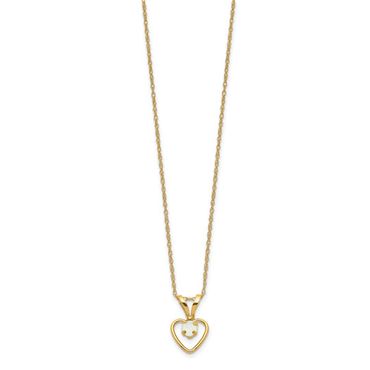 Collar de Corazón con Ópalo de 3 mm en Oro Amarillo de 14K (Madi K)