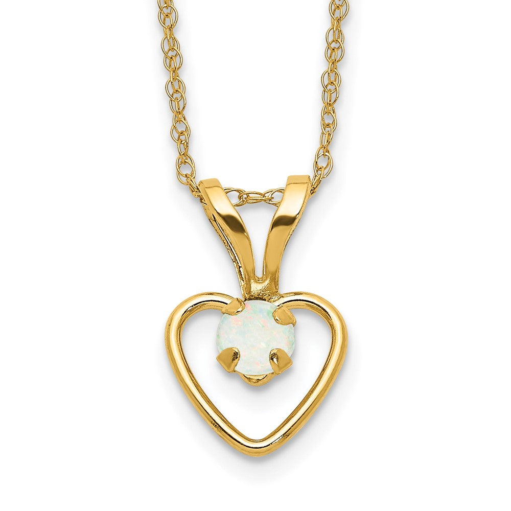 Collar de Corazón con Ópalo de 3 mm en Oro Amarillo de 14K (Madi K)