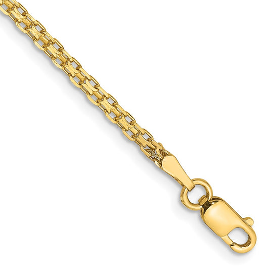 Pulsera Bismark Ligera de Oro Amarillo de 14k, 1.8mm (7 pulgadas)