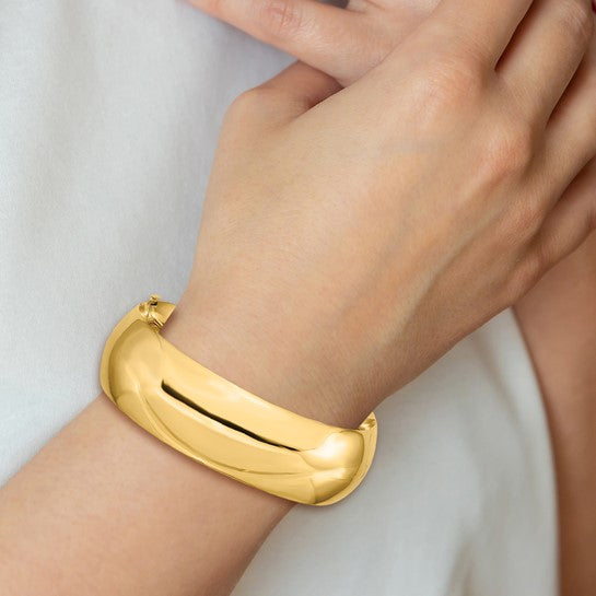 Brazalete Bangle 14K Oro Amarillo Pulido de 20 mm con Bisagra