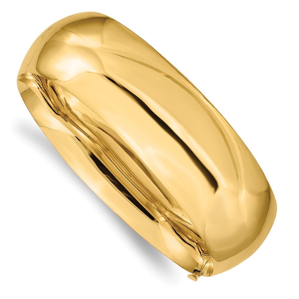 Brazalete Bangle 14K Oro Amarillo Pulido de 20 mm con Bisagra