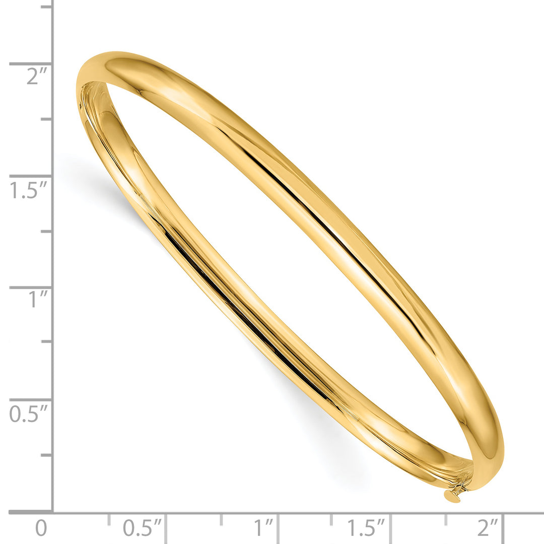 Brazalete Bangle Oversize 14K Oro Amarillo de 3/16, Pulido de Alta Calidad con Bisagra