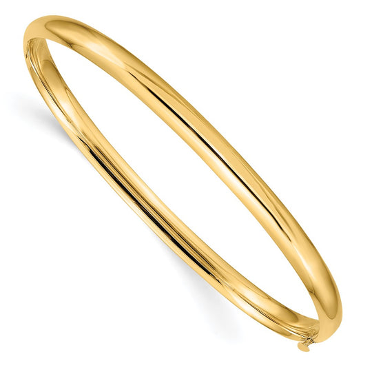 Brazalete Bangle Oversize 14K Oro Amarillo de 3/16, Pulido de Alta Calidad con Bisagra