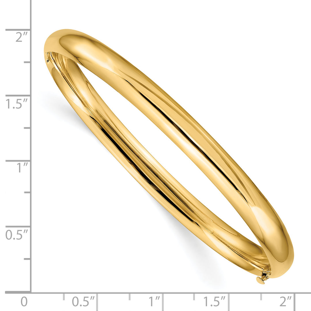 Brazalete Bangle 14K Oro Amarillo Pulido de 6.00 mm con Bisagra