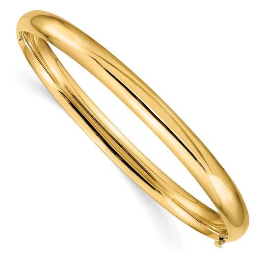 Brazalete Bangle 14K Oro Amarillo Pulido de 6.00 mm con Bisagra