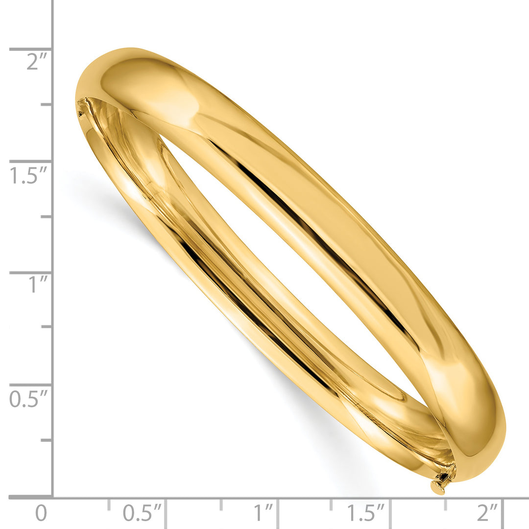 Brazalete Bangle Oversize 14K Oro Amarillo de 5/16, Pulido de Alta Calidad con Bisagra