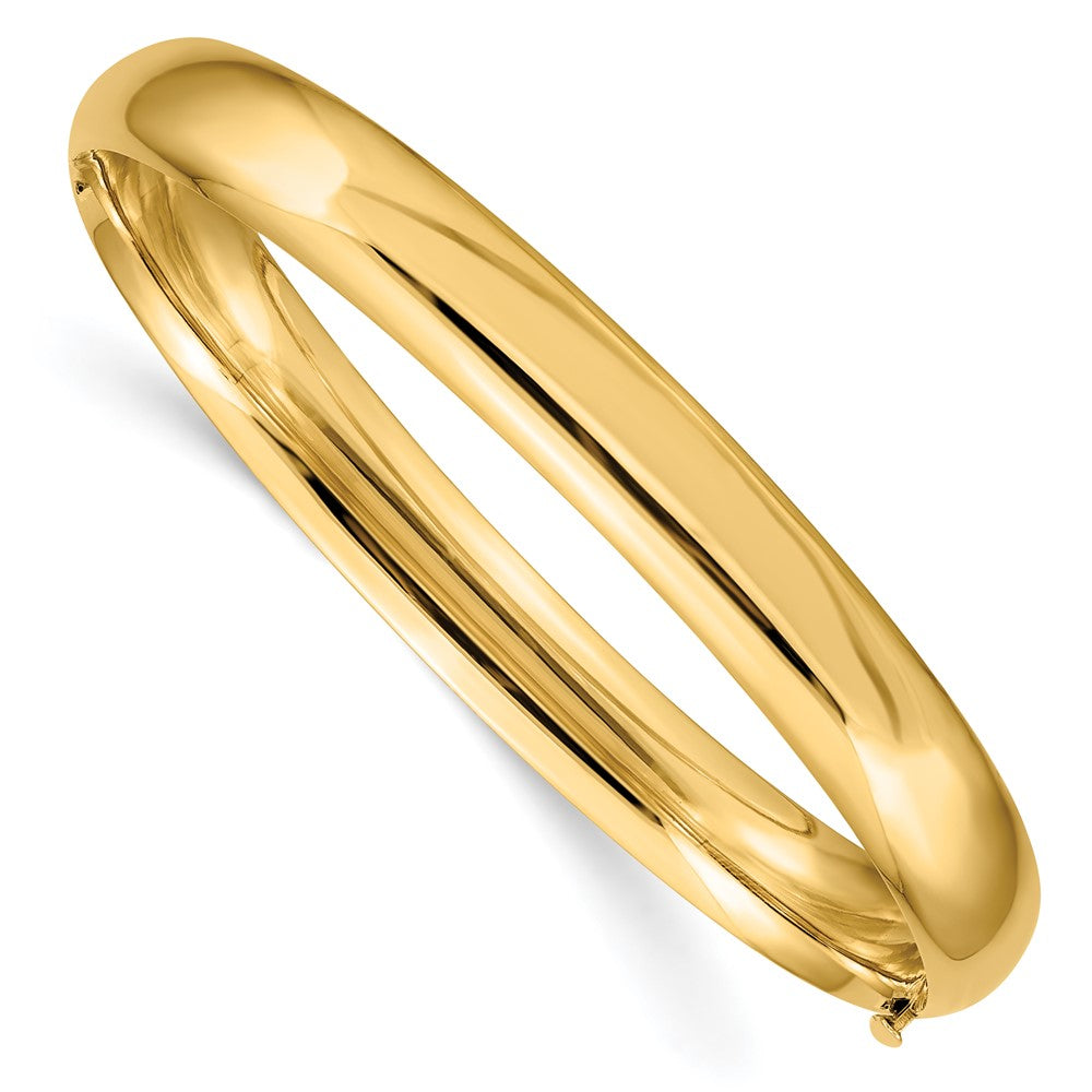 Brazalete Bangle Oversize 14K Oro Amarillo de 5/16, Pulido de Alta Calidad con Bisagra