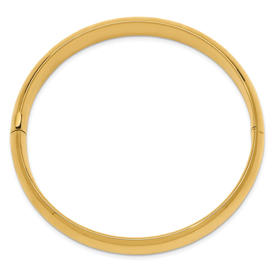 Brazalete Bangle 14K Oro Amarillo Pulido de 10 mm con Bisagra