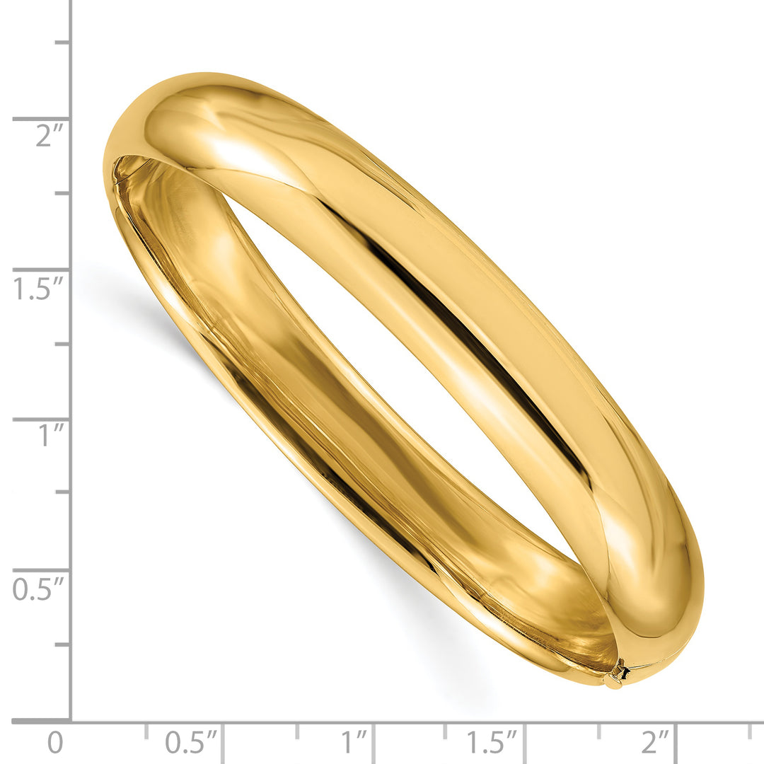 Brazalete Bangle 14K Oro Amarillo Pulido de 10 mm con Bisagra