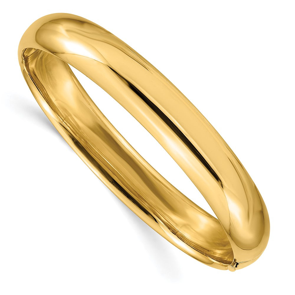 Brazalete Bangle 14K Oro Amarillo Pulido de 10 mm con Bisagra