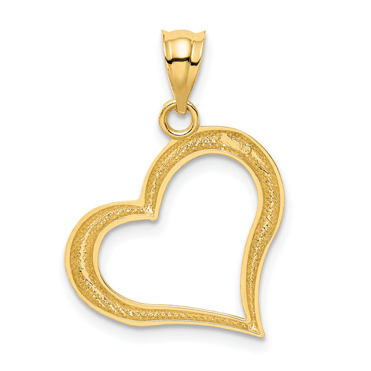 Dije Colgante de Corazón Pulido en Oro Amarillo de 14K