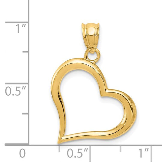 Dije Colgante de Corazón Pulido en Oro Amarillo de 14K