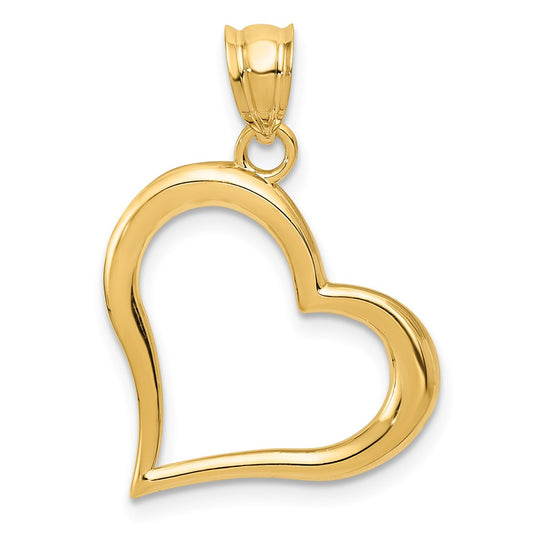 Dije Colgante de Corazón Pulido en Oro Amarillo de 14K