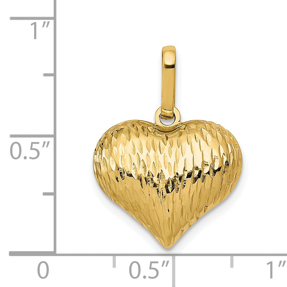 Dije Corazón 3D Pulido y Texturizado en Oro Amarillo de 14k