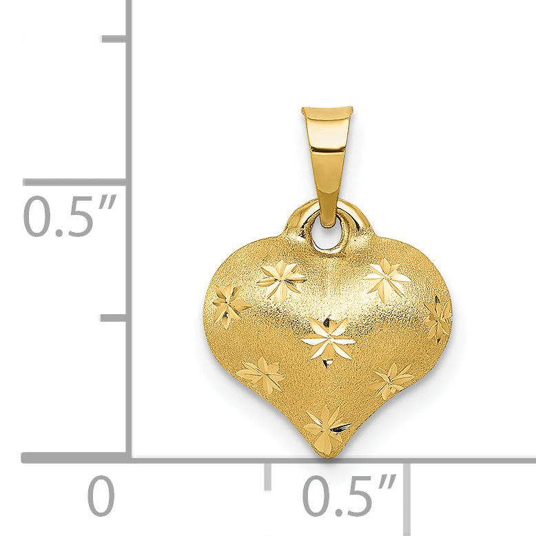 Dije en Oro Amarillo de 14K Corazón Ahuecado con Acabado Pulido y Satinado