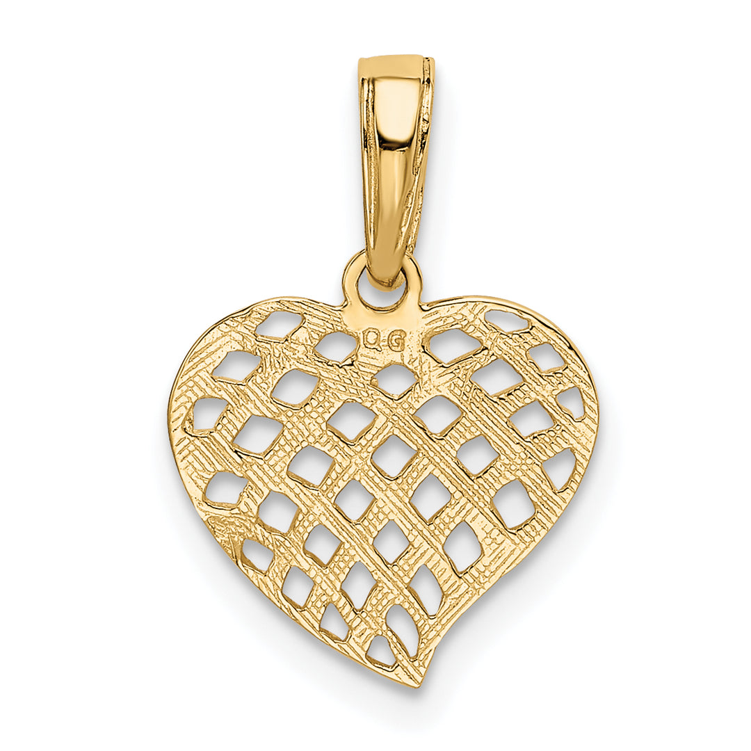 Colgante Corazón con Patrón de Trenza en Oro Amarillo de 14K