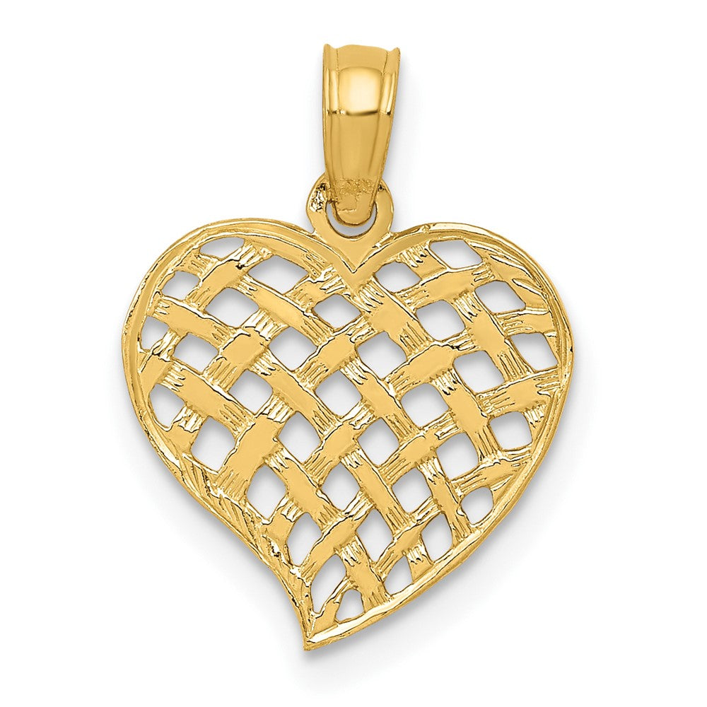 Colgante Corazón con Patrón de Trenza en Oro Amarillo de 14K