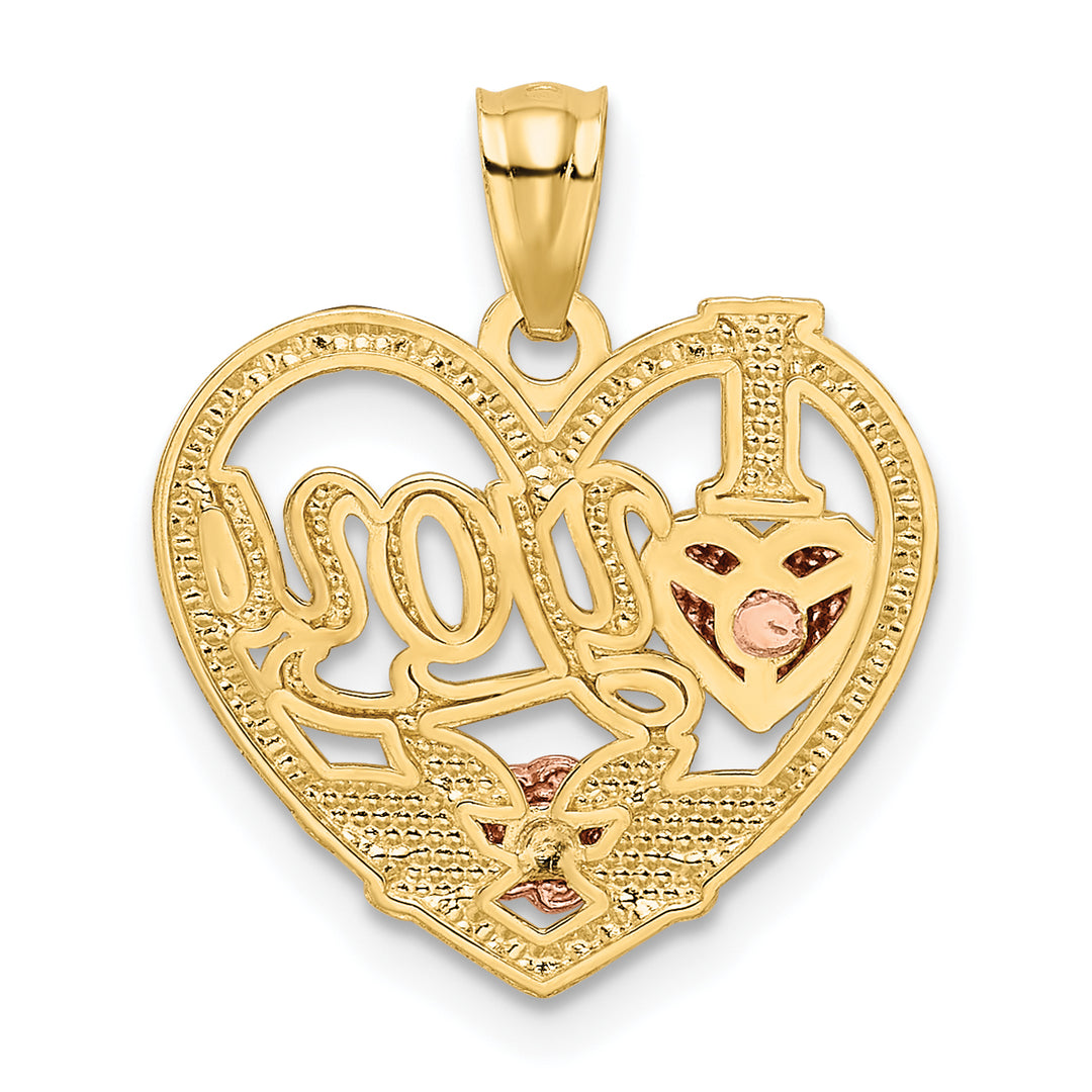 Dije 14K Two-tone con Rodio Blanco "I LOVE YOU" Corazón