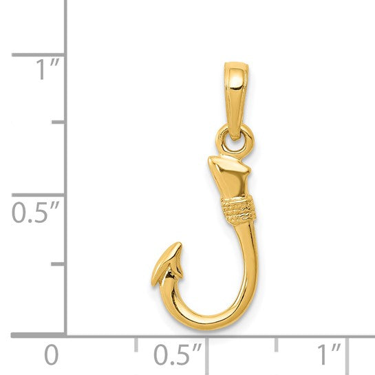 Colgante de Anzuelo 3D de Oro Amarillo de 14K