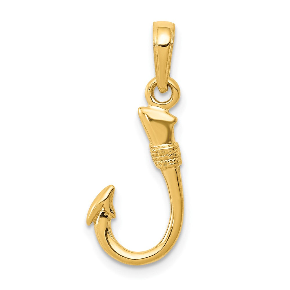 Colgante de Anzuelo 3D de Oro Amarillo de 14K