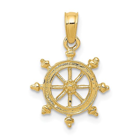 Colgante de Rueda de Timón de Barco de Oro 14K