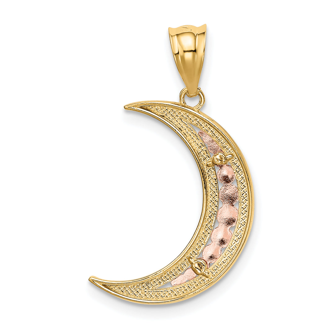 Colgante "Luna Cortada en Diamante" Bicolor de 14K con Rodio Blanco