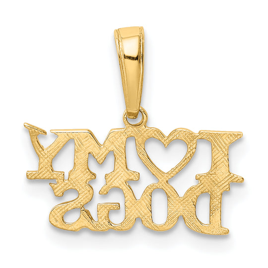 Colgante "I HEART MY DOGS" en Oro de 14k