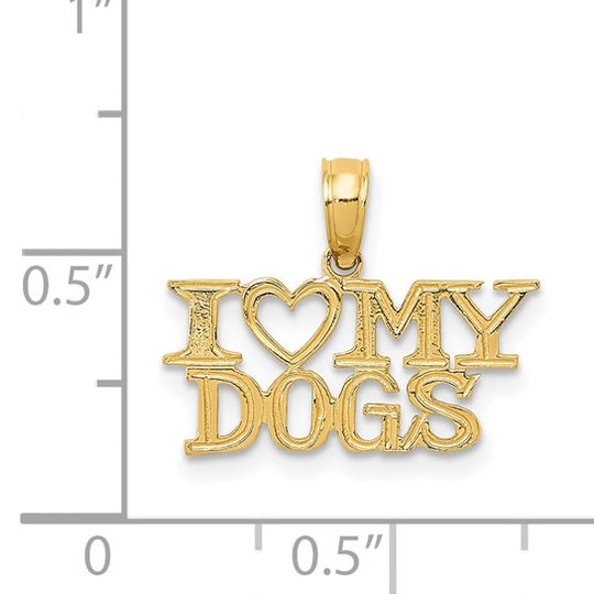 Colgante "I HEART MY DOGS" en Oro de 14k