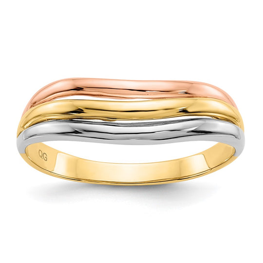 Anillo Abierto Elegante en Tres Colores de 14K